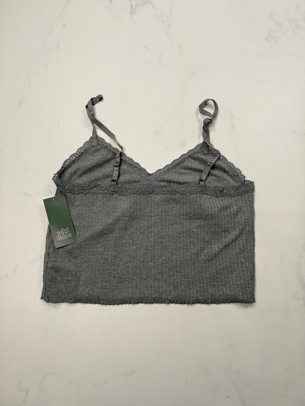 Wild Fable Ribbed Camisole Gray Modern Minimalist Cropped - Womens L NWT